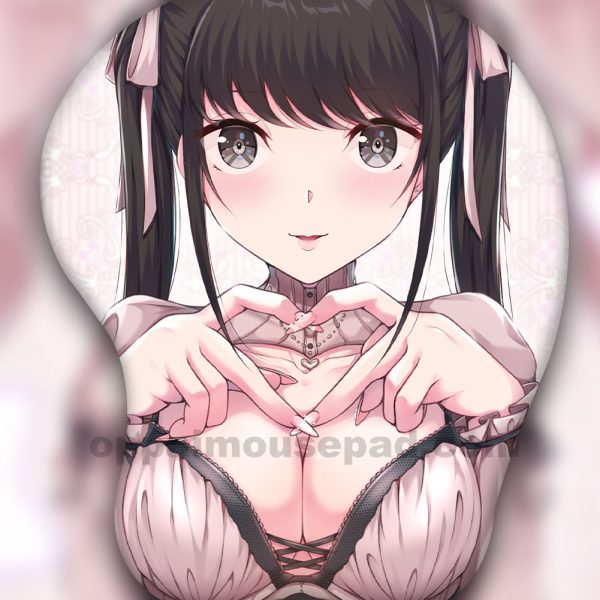 더블 포니테일 소녀 3D 가슴 마우스패드