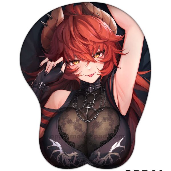 빨간 머리 뿔 리얼 실리콘 마우스 패드